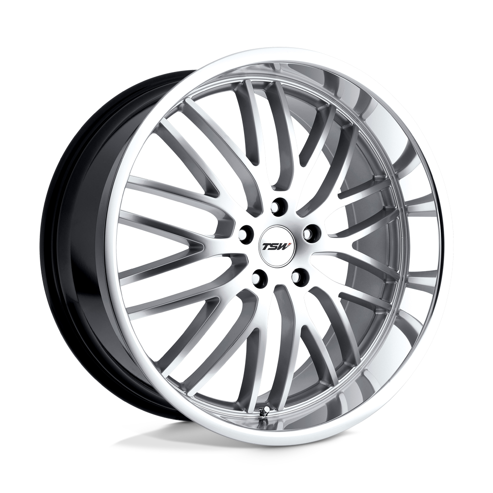17x8 TSW SNETTERTON HYPER SILVER W/ MIRROR CUT LIP Wheel 5x112 (45mm)