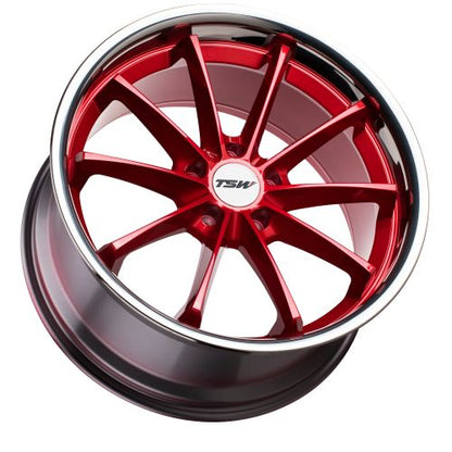 19x8.5 TSW SWEEP CANDY RED W/ STAINLESS LIP Wheel 5x4.5 (40mm)