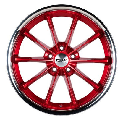 19x8.5 TSW SWEEP CANDY RED W/ STAINLESS LIP Wheel 5x4.5 (40mm)
