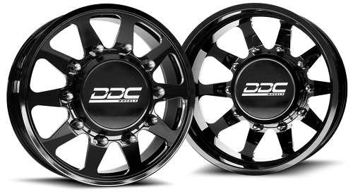 20x8.25 DDC Ten Black Milled FORD/DODGE FORGED DUALLY Wheels 10x225 Set of 6