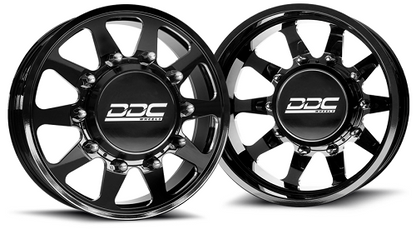 22x8.25 DDC Ten Black 05-UP FORD 19-UP DODGE FORGED DUALLY Wheels 8x200 Set of 6
