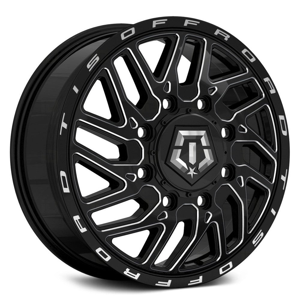 20x8.25 TIS 544BM Gloss Black Milled DUALLY FRONT Wheel 8x6.5 (127mm)