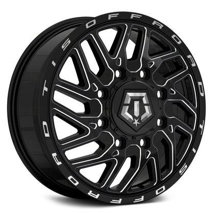 20x8.25 TIS 544BM Gloss Black Milled DUALLY FRONT Wheel 8x6.5 (127mm)
