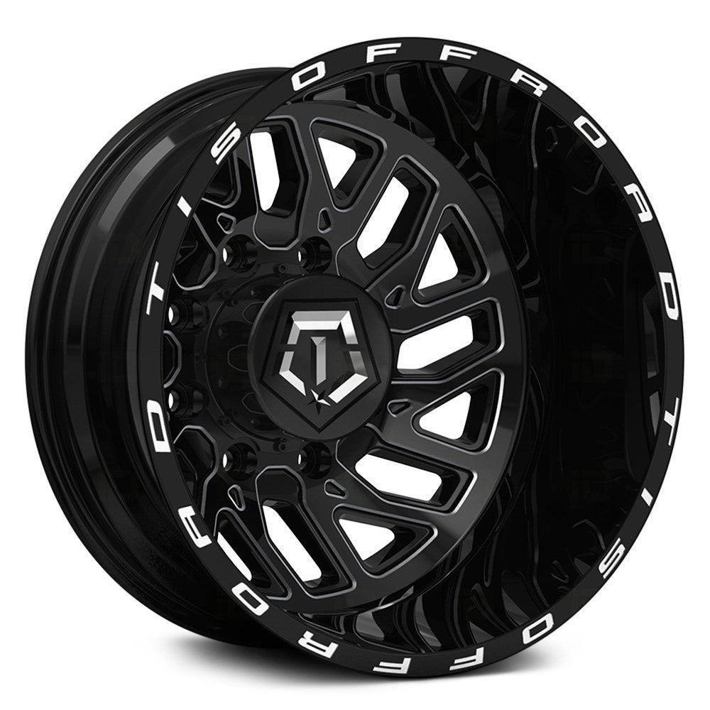 20x8.25 TIS 544BM Gloss Black Milled DUALLY REAR Wheel 8x200 (-198mm)