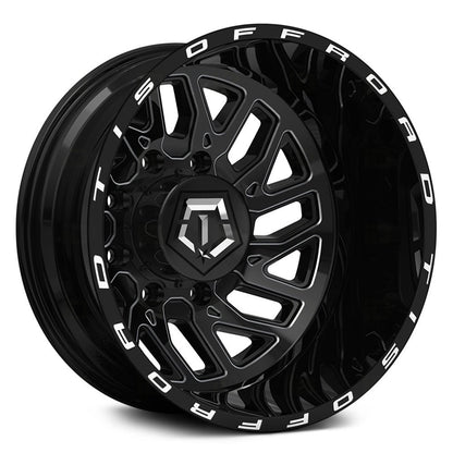20x8.25 TIS 544BM Gloss Black Milled DUALLY REAR Wheel 8x200 (-198mm)