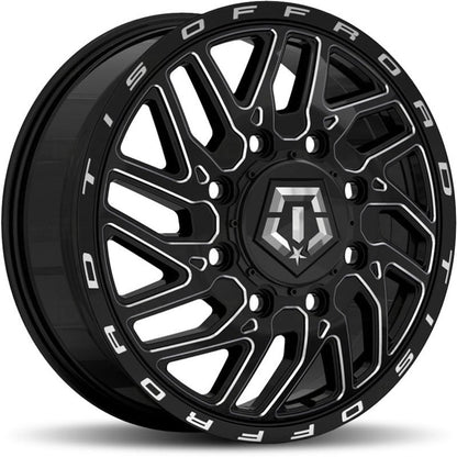 20x8.25 TIS 544BM Gloss Black Milled Dually Front Wheel 8x200 (127mm)