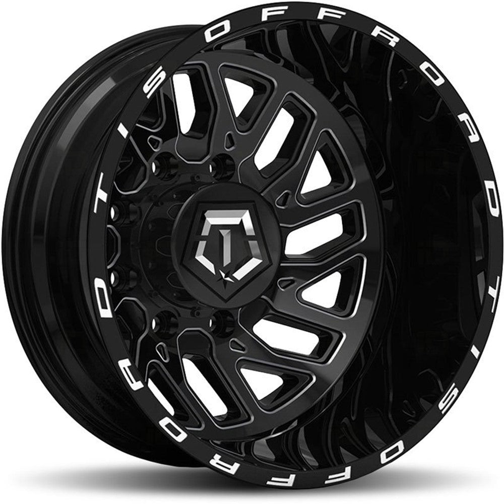 20x8.25 TIS 544BM Gloss Black Milled Dually Rear Wheel 8x210 (-198mm)
