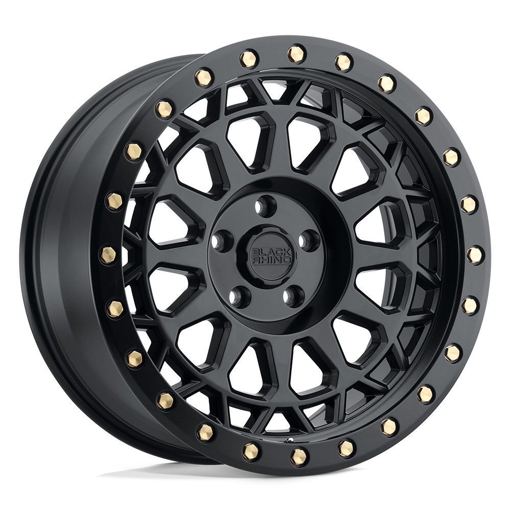20x9.5 Black Rhino PRIMM MATTE BLACK W/ BRASS BOLTS Wheel 5x5 (0mm)