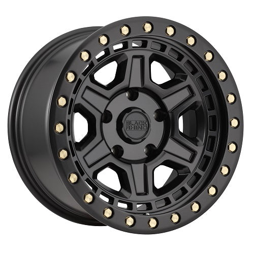 18x9.5 Black Rhino RENO MATTE BLACK W/ BRASS BOLTS Wheel 5x5 (0mm)