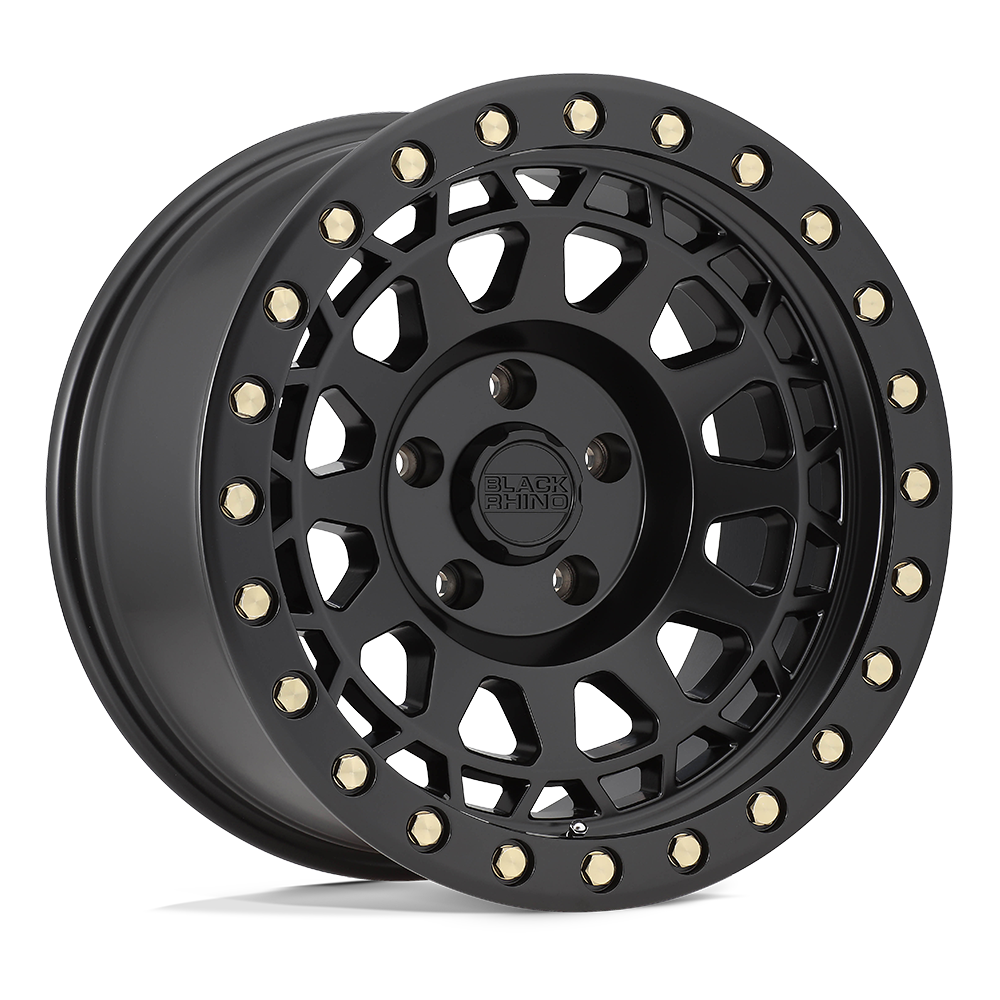 20x9.5 Black Rhino PRIMM MATTE BLACK W/ BRASS BOLTS Wheel 6x5.5 (-12mm)