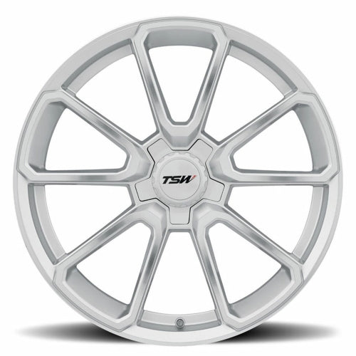 18x8.5 TSW SONOMA SILVER W/ MIRROR CUT FACE (SILVER HEX NUT) Wheel 5x120 (30mm)