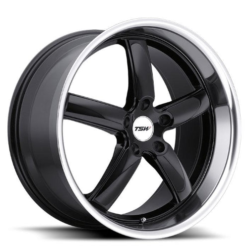 17x8 TSW STOWE GLOSS BLACK W/ MIRROR CUT LIP Wheel 5x112 (32mm)