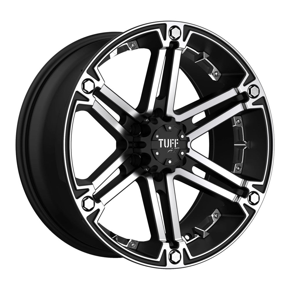 16x8 Tuff A.T. T01 Blk & Machined W/Chrome Inserts Wheel 6x5.5 (-13mm)
