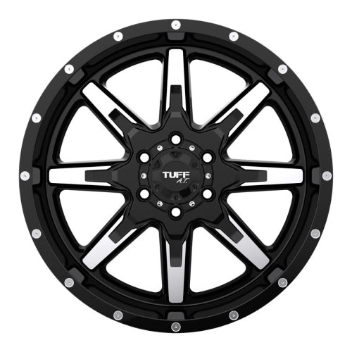 22x10 Tuff T15 GLOSS BLACK W/ MACHINED FACE Wheel 5x5 (-19mm)