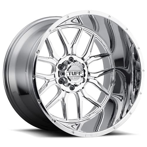 22x14 Tuff T23 CHROME W/ MILLED DIMPLES Wheel 5x5 (-76mm)