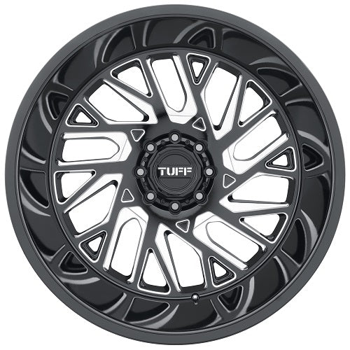 24x14 Tuff T4B Gloss Black & Milled DIRECTIONAL Right Wheel 5x5 (-72mm)
