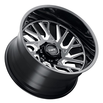 24x14 Tuff T4B Gloss Black & Milled DIRECTIONAL Right Wheel 8X6.5 (-72mm)