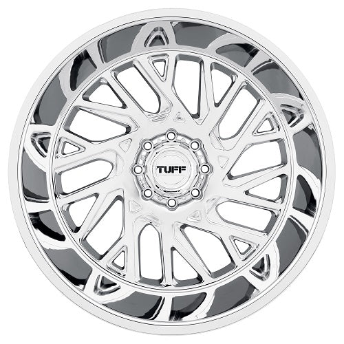 24x14 Tuff T4B Chrome DIRECTIONAL Right Wheel 8X6.5 (-72mm)