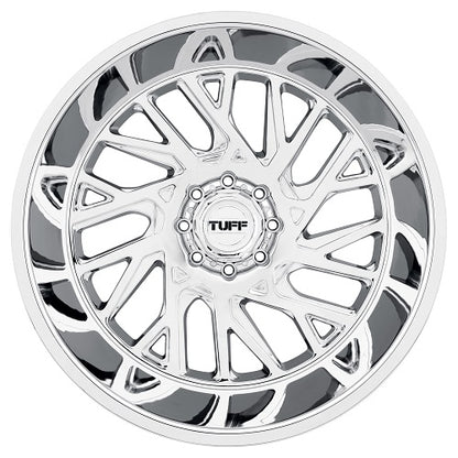 24x14 Tuff T4B Chrome DIRECTIONAL Right Wheel 8X6.5 (-72mm)