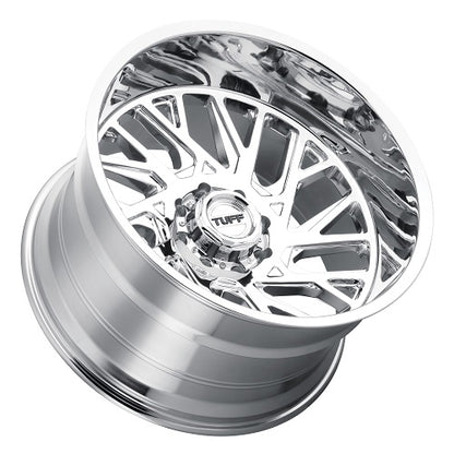 24x14 Tuff T4B Chrome DIRECTIONAL Right Wheel 8X6.5 (-72mm)