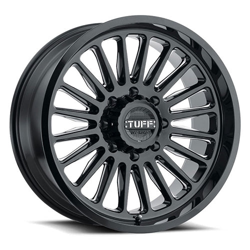 20x10 Tuff T5A GLOSS BLACK W/ MILLED SPOKES Wheel 6x5.5 (-19mm)