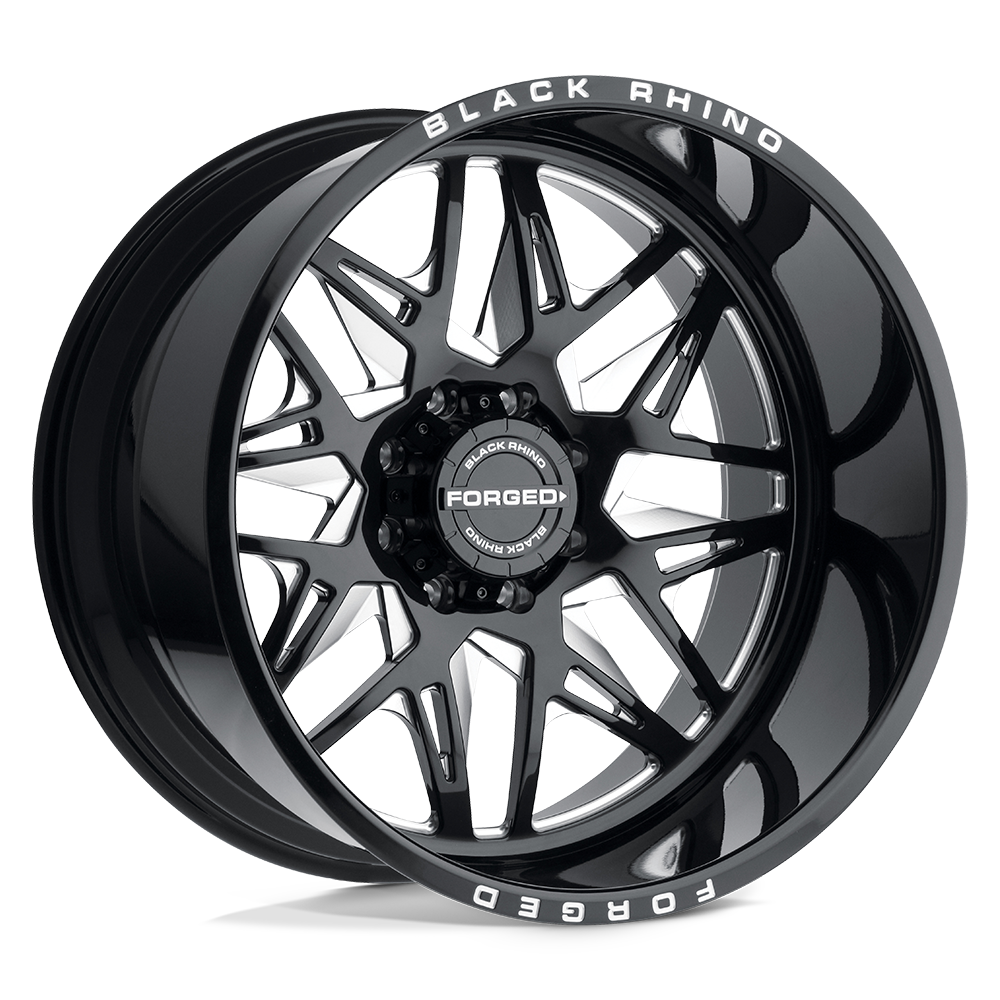 24x14 Black Rhino TWISTER GLOSS BLACK W/ MILLED SPOKES DIR Wheel 5x5 (-76mm)
