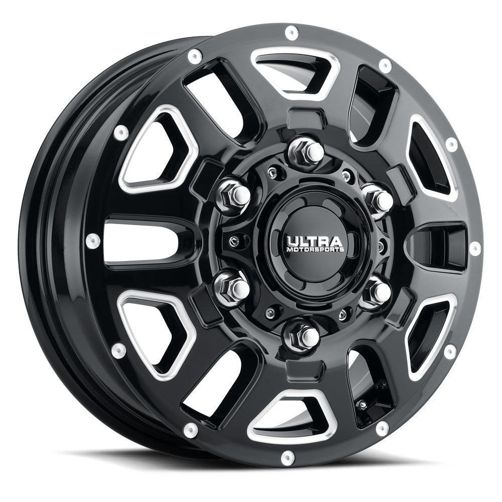 16x6.5 Ultra 003BM Hunter AWD Van Gloss Black Milled Accents Wheel 6x180 (90mm)