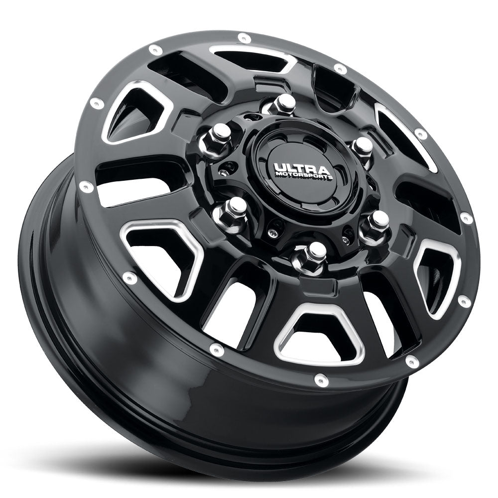 16x6.5 Ultra 003BM Hunter AWD Van Gloss Black Milled Accents Wheel 6x180 (90mm)