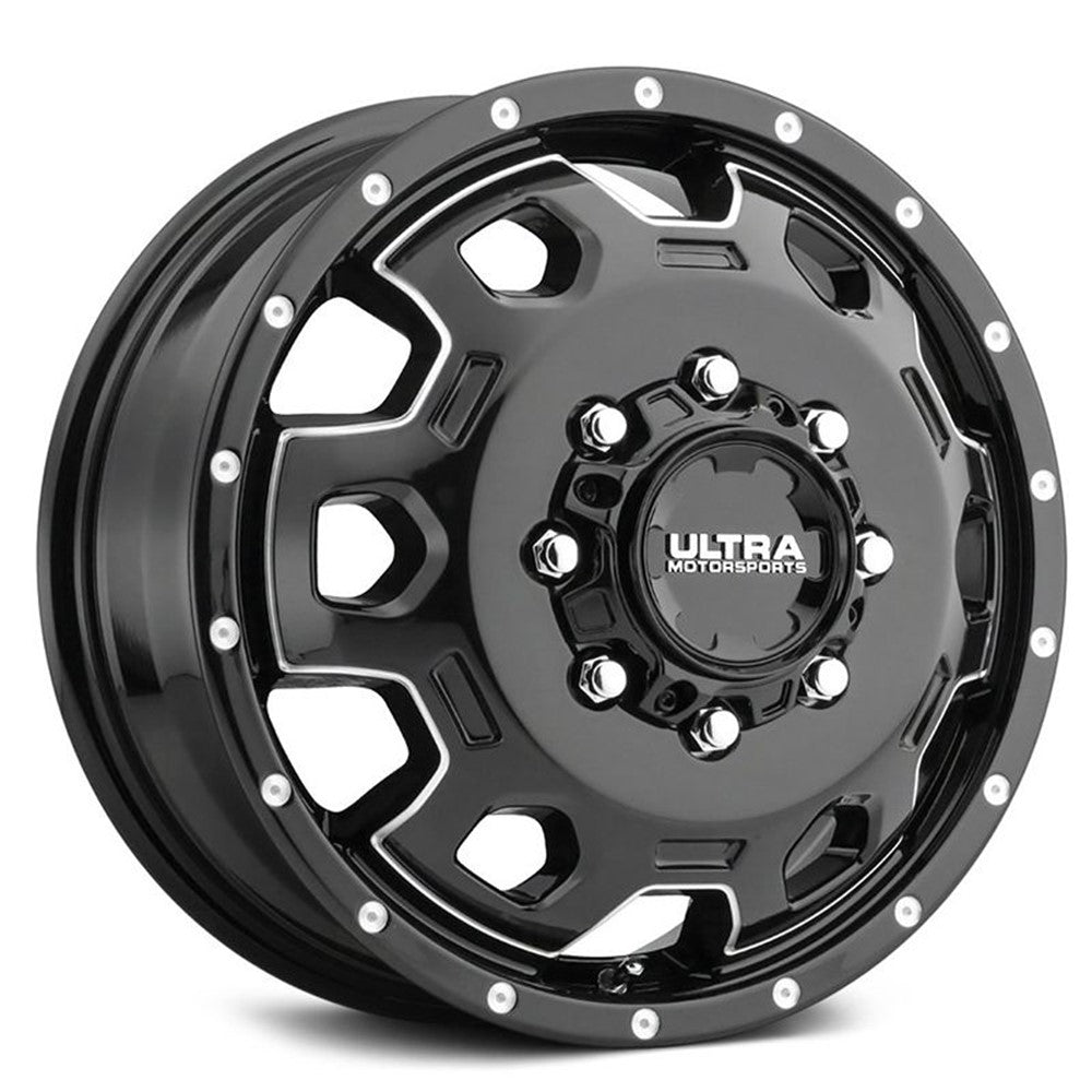 17x6.5 Ultra 017 Warlock Dually Gloss Black Wheel 8x210 (129mm)