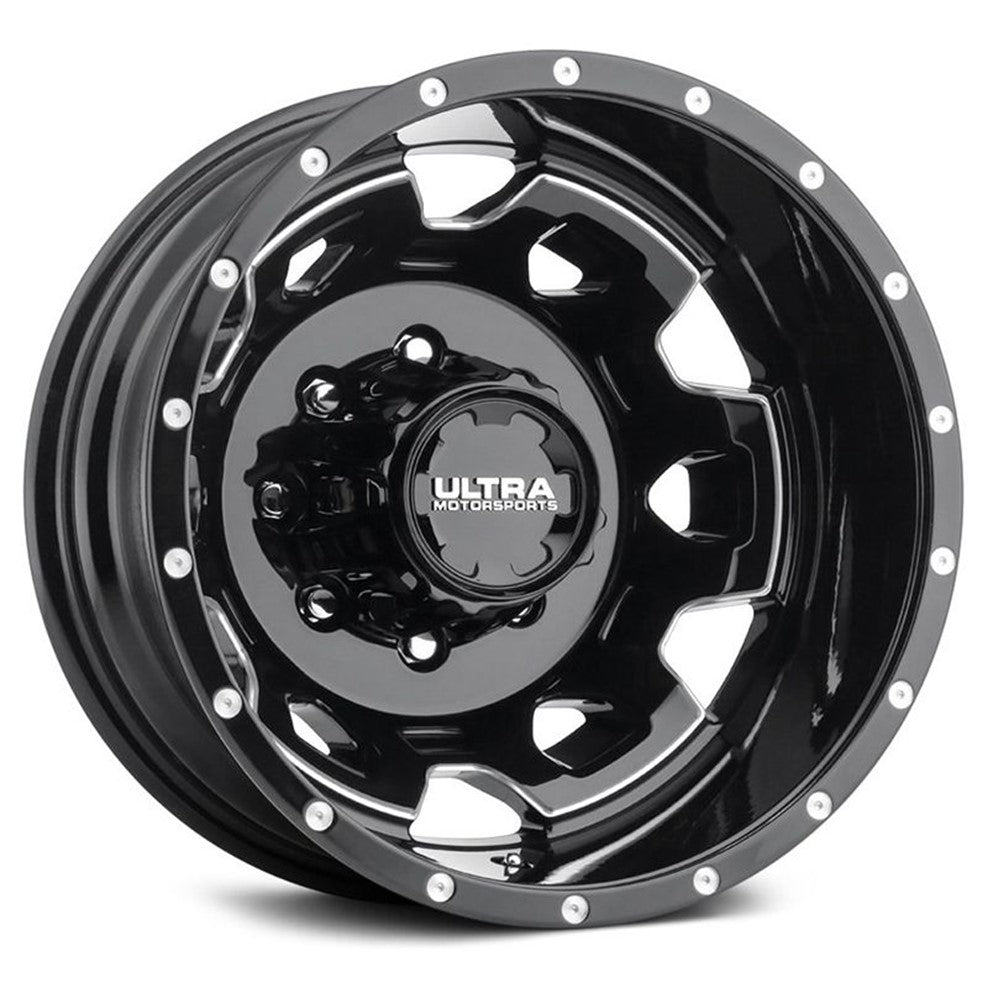 16x6 Ultra 017RBM Warlock Dually Black Milled Wheel 8x170 (-140mm)