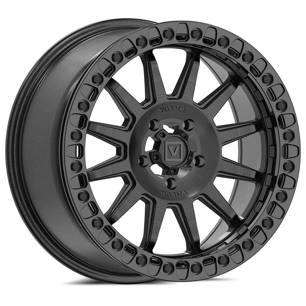 17x8 Valor Offroad V09 Brushed Charcoal UTV BEADLOCK Wheel 5x4.5 (40mm)
