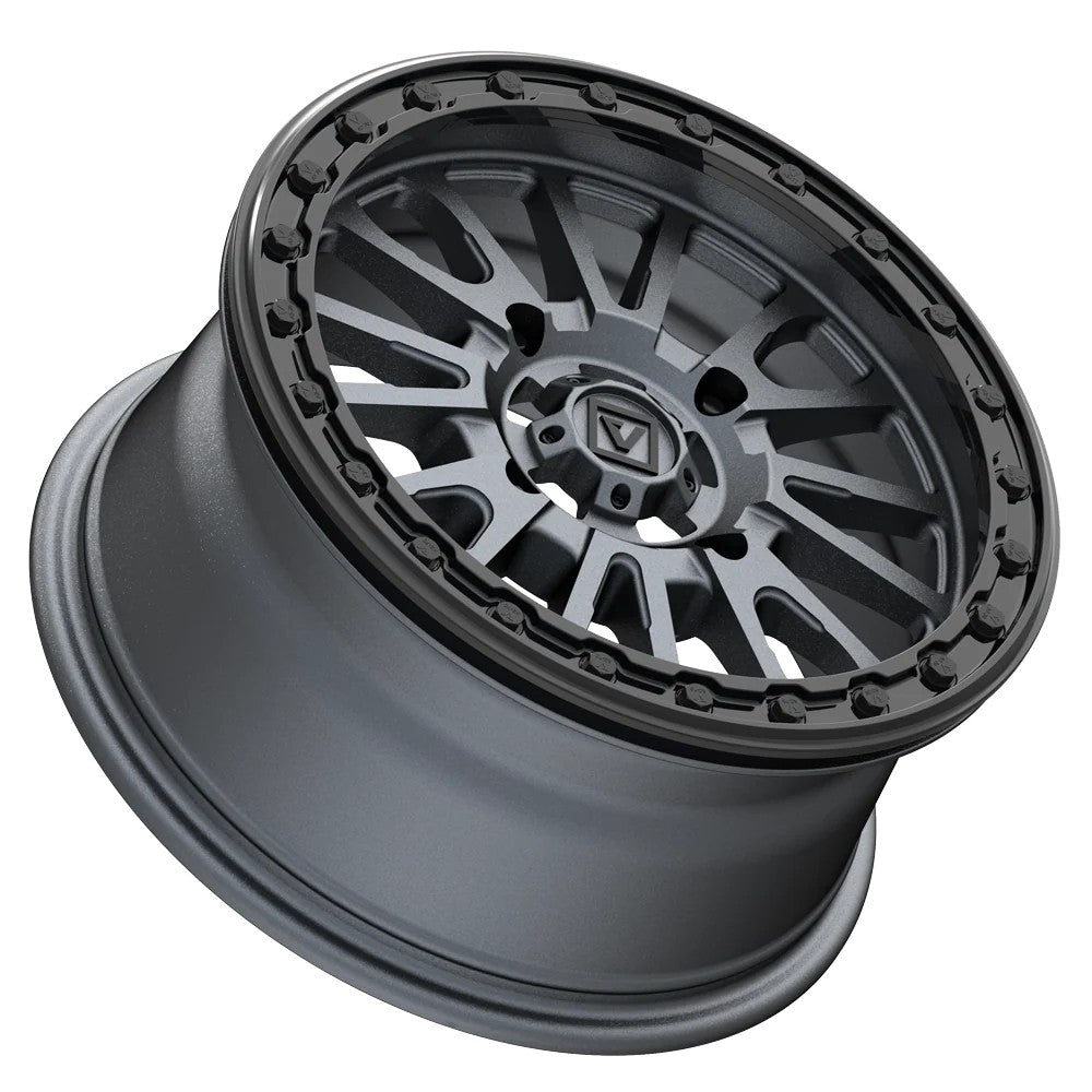 15x8 Valor Offroad V16 Satin Gunmetal UTV BEADLOCK Wheel 4x137 (-12mm)