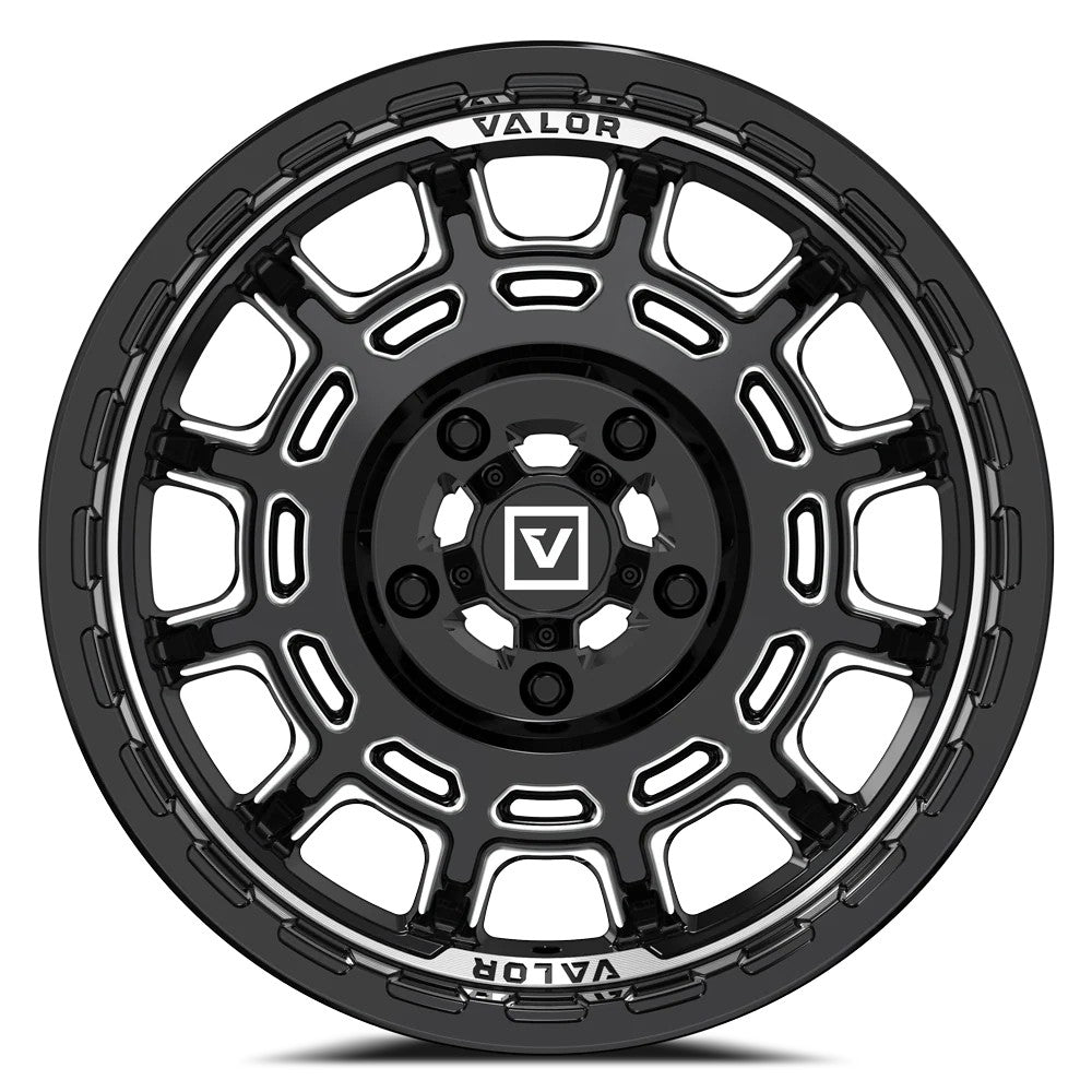 15x8 Valor Offroad V17 Gloss Black Milled UTV Wheel 4x137 (10mm)