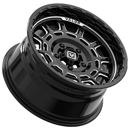 15x8 Valor Offroad V17 Gloss Black Milled UTV Wheel 4x137 (10mm)