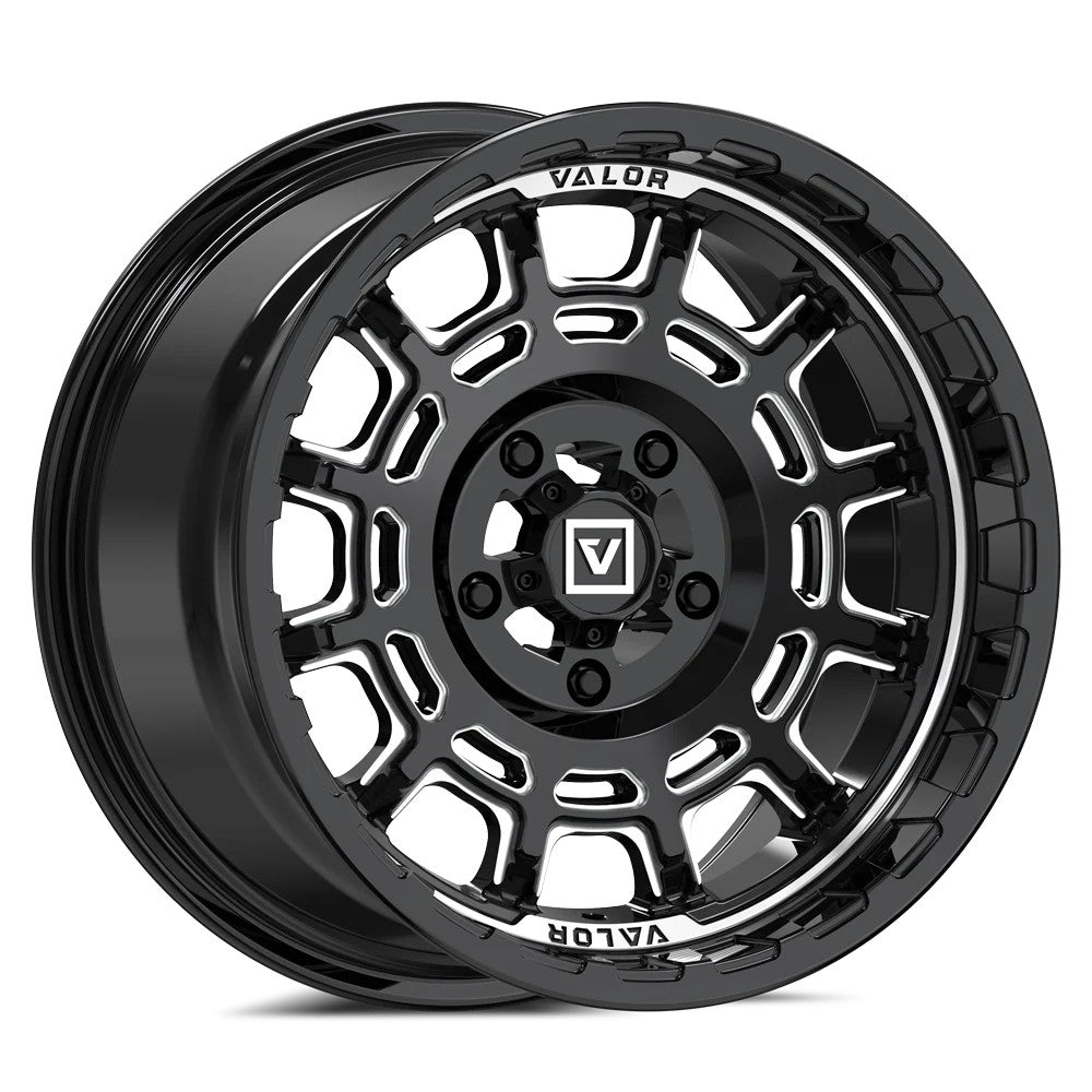 15x8 Valor Offroad V17 Gloss Black Milled UTV Wheel 4x137 (10mm)