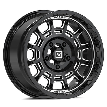15x8 Valor Offroad V17 Gloss Black Milled UTV Wheel 4x137 (10mm)