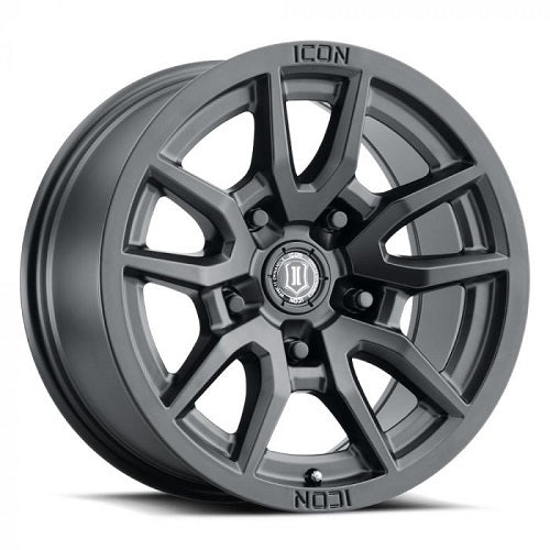 17x8.5 Icon Alloys Vector 5 Satin Black Wheel 5x5 (-6mm)