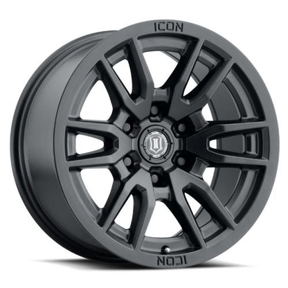 17x8.5 Icon Alloys Vector 6 Satin Black Wheel 6x5.5 (0mm)
