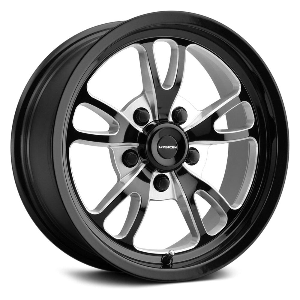 15x10 American Muscle 149 Patriot Black Milled Polish Lip Wheel 5x4.5 (0mm)