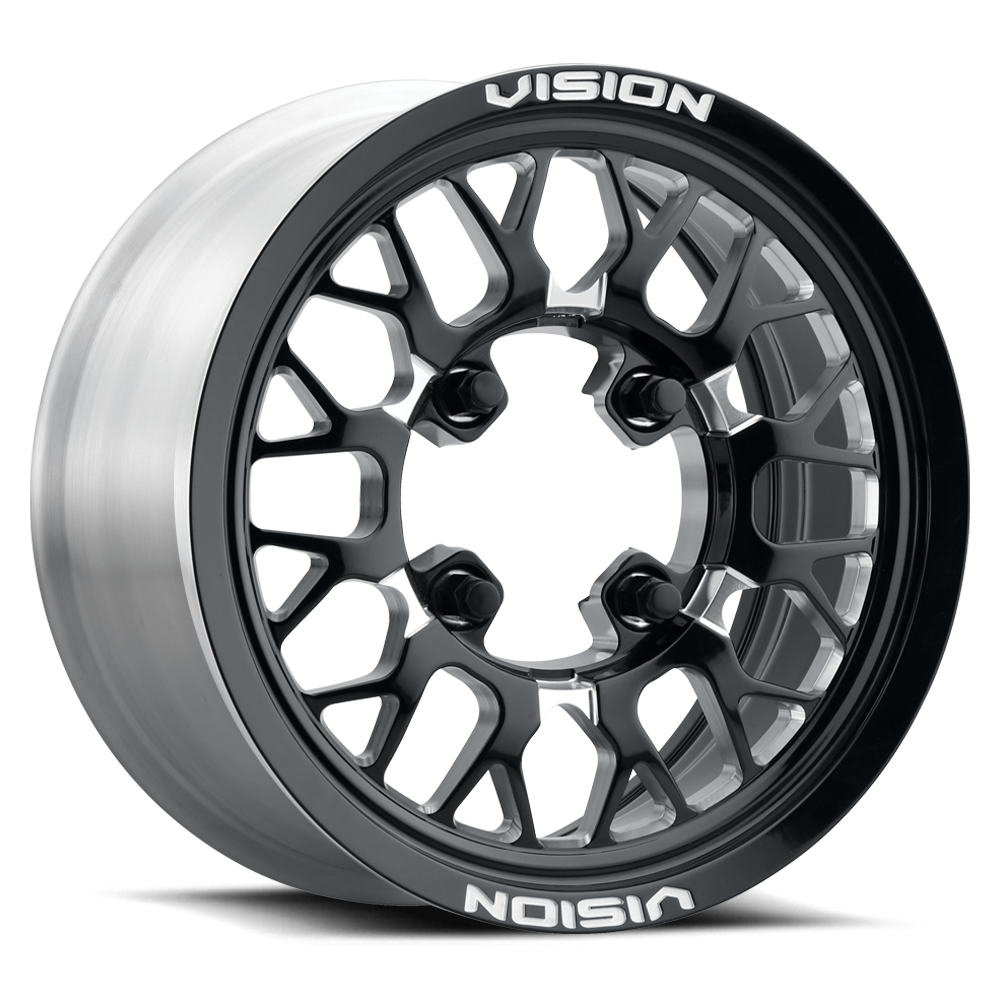 15x6 Vision 346 Storm Gloss Black Milled Spoke FORGED UTV Wheel 4x137 (50.6mm)
