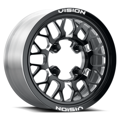 15x6 Vision 346 Storm Gloss Black Milled Spoke FORGED UTV Wheel 4x137 (50.6mm)