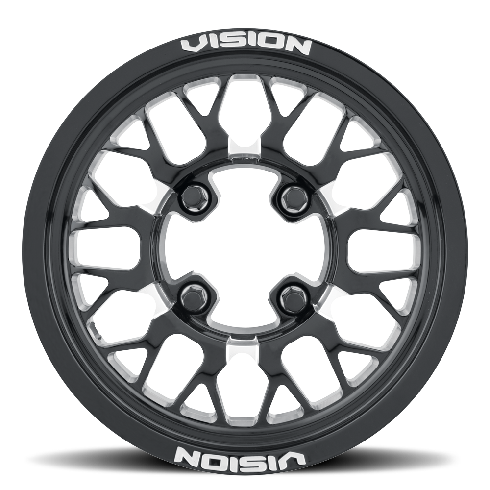 15x7 Vision 346 Storm Gloss Black Milled Spoke FORGED UTV Wheel 4x137 (38mm)