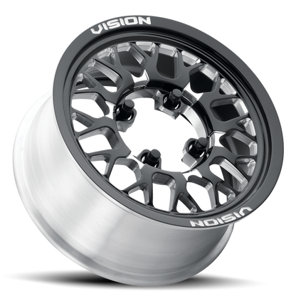 15x7 Vision 346 Storm Gloss Black Milled Spoke FORGED UTV Wheel 4x137 (38mm)
