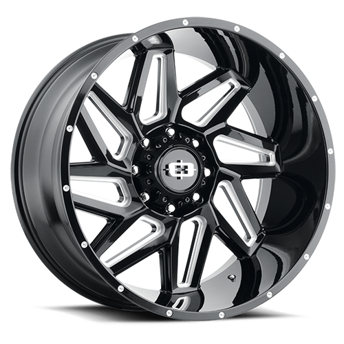 22x14 Vision 361 Spyder Gloss Black Milled Spoke Wheel 8x170 (-76mm)