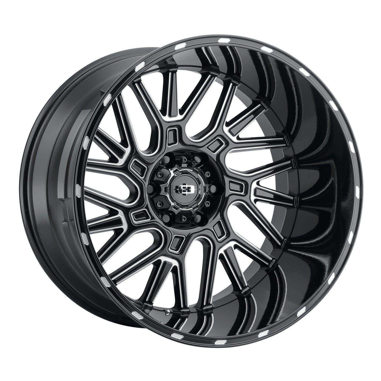 22x12 Vision 404 Brawl Gloss Black Milled Spoke Wheel 8x170 (-51mm)