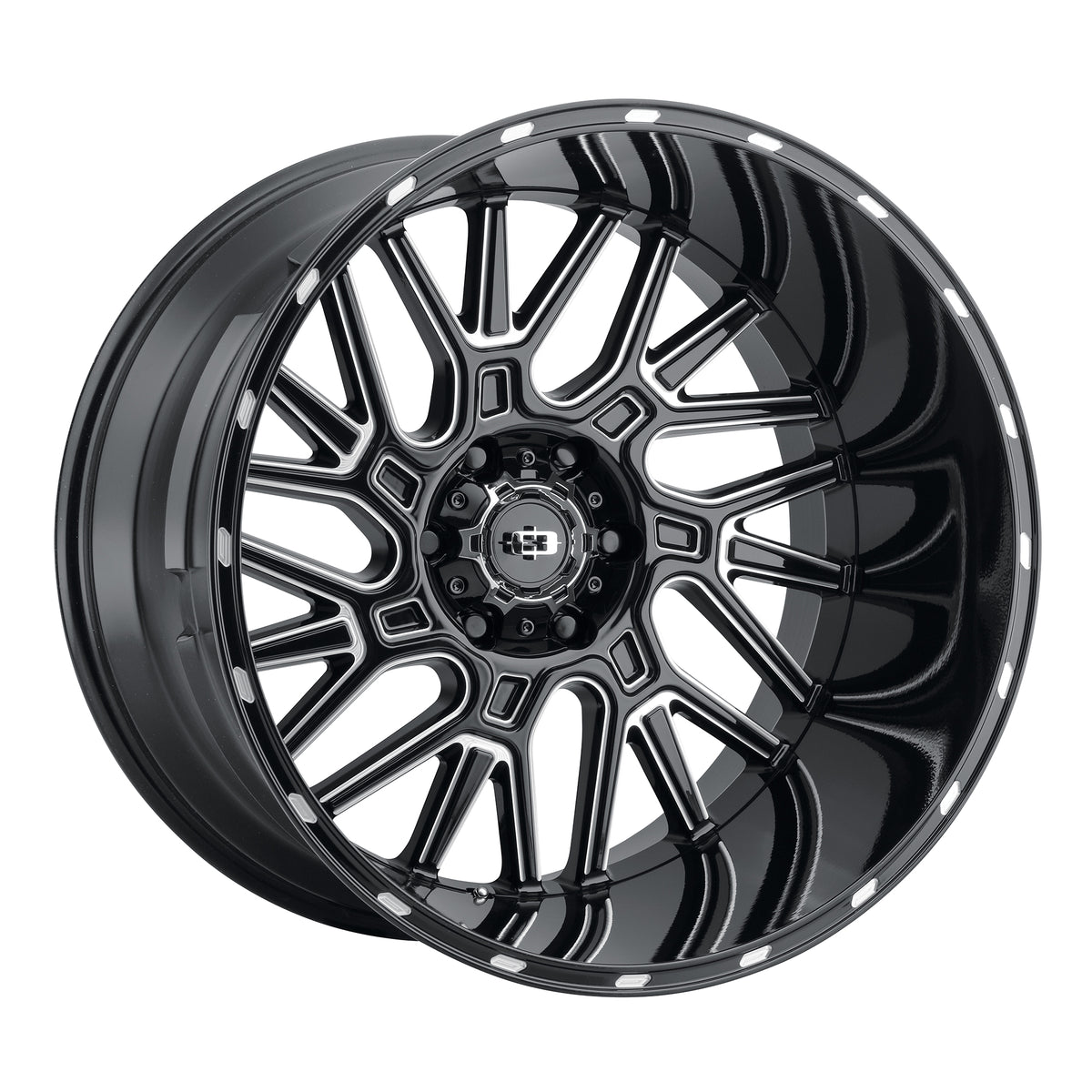 20x10 Vision 404 Brawl Gloss Black Milled Spoke Wheel 8x6.5 (-25mm)