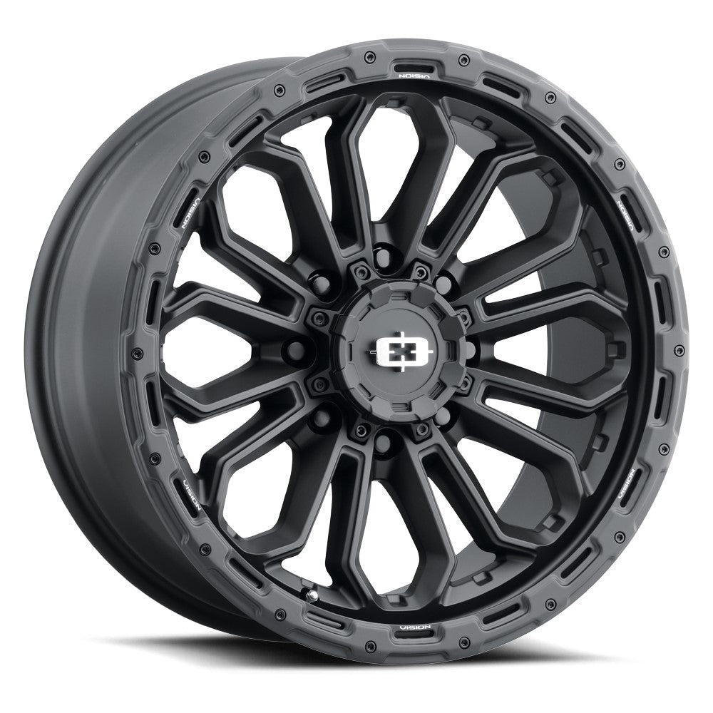 20x9 Vision 405 Korupt Satin Black Wheel 8x180 (12mm)