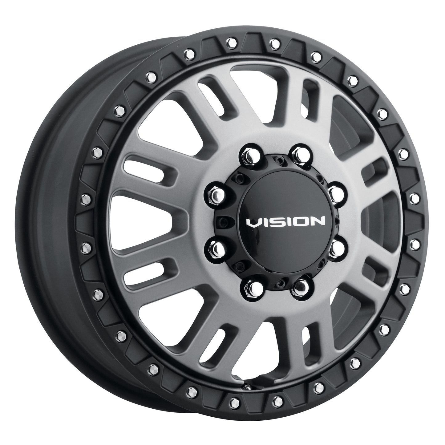 16x6 Vision 408 Manx 2 Dually Front Satin Grey Wheel 8x6.5 (115mm)