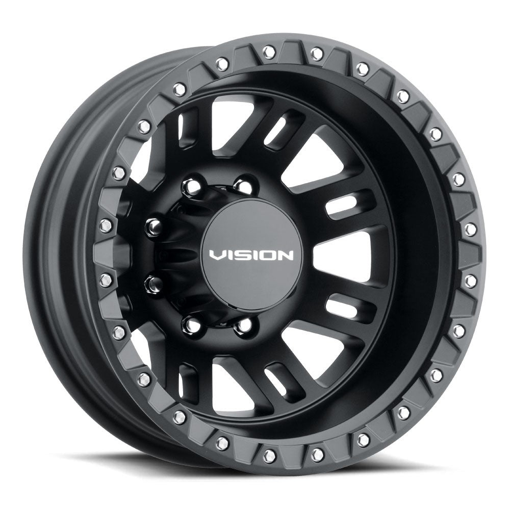 17x6.5 Vision 408 Manx 2 Satin Black DUALLY REAR Wheel 8x200 (-143.35mm)
