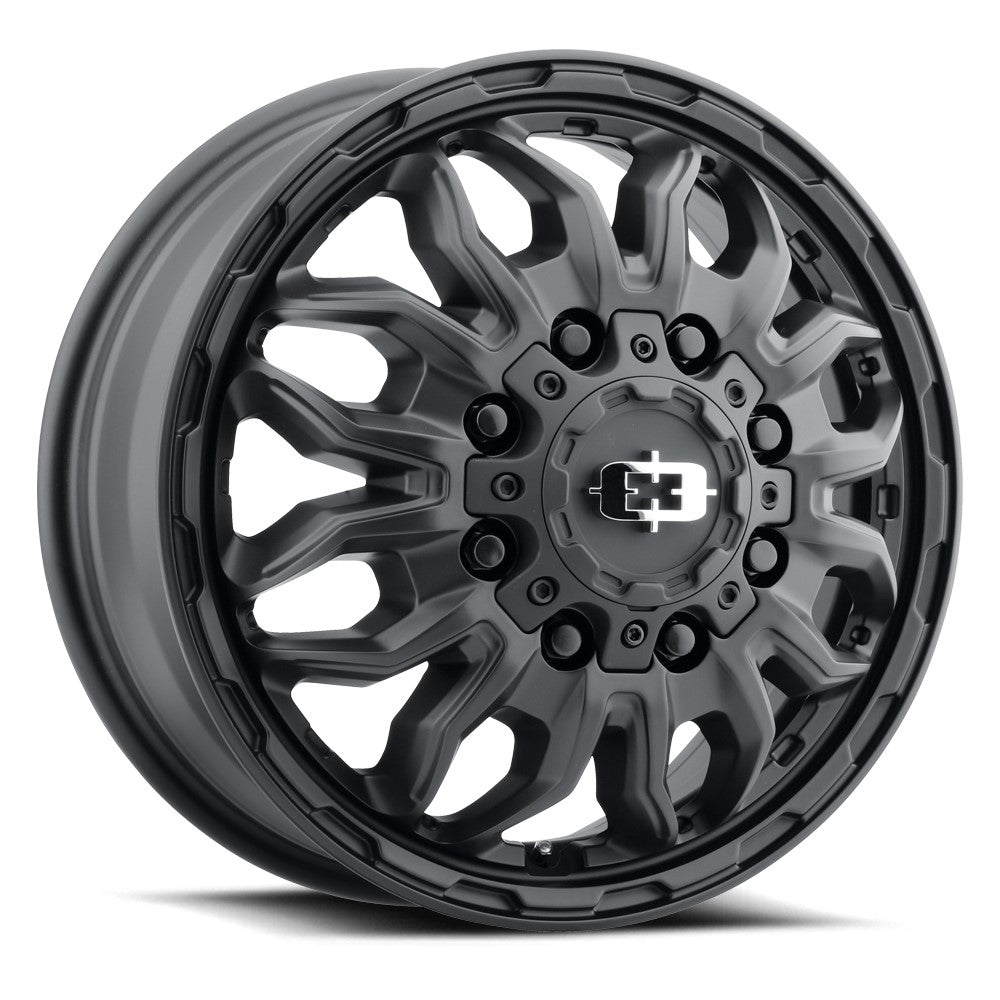 17x6.5 Vision 410 Korupt Satin Black DUALLY FRONT Wheel 8x210 (121.35mm)